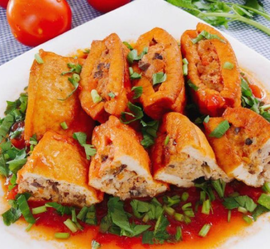 Đậu Hũ Nhồi Thịt Sốt Cà